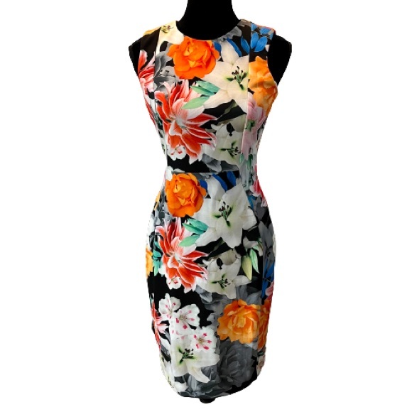 Calvin Klein Lily Floral Black Sleeveless Dress - Picture 3 of 5